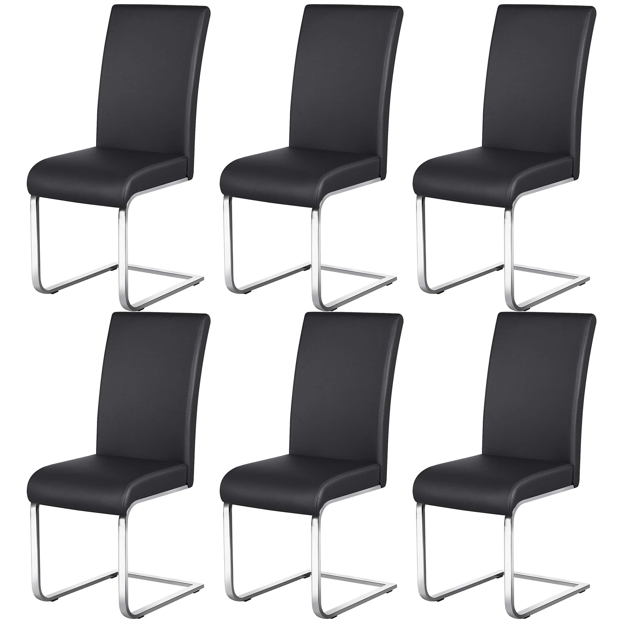 Yaheetech Set de 6 Taburete de Comedor Silla para Cocina Oficina Conferencia Juego de Mueble MAX Carga 135 KG Negro