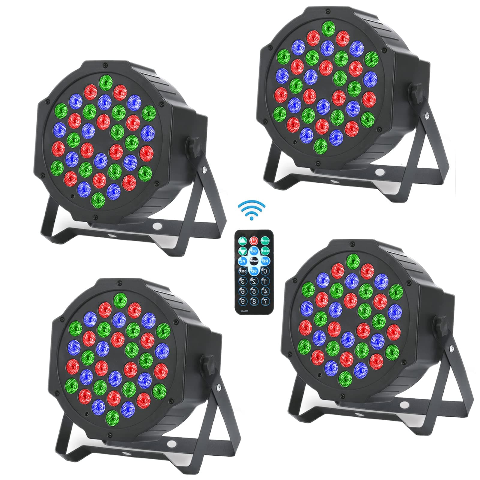 4 Pcs Luces Discoteca - RGB 36 LED Par Luces de Escenario Light Luces de Fiesta Iluminación Escenarios con Activación de Sonido Control Remoto Modo para Disco DJ Fiestas bar Bodas Navidad