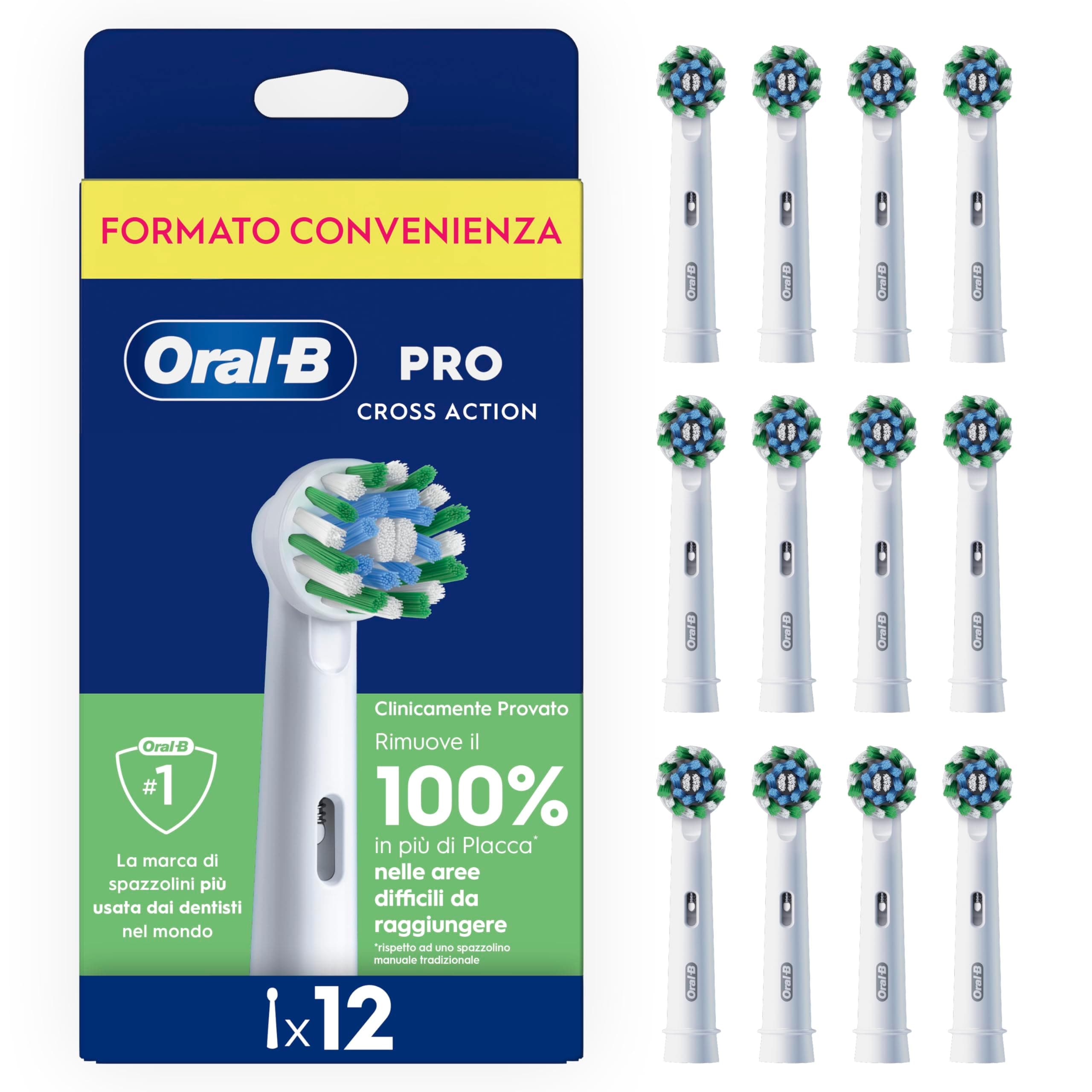 Oral-B Testina Di Ricambio PRO Cross Action Bianca, Confezione Da 12 Testine