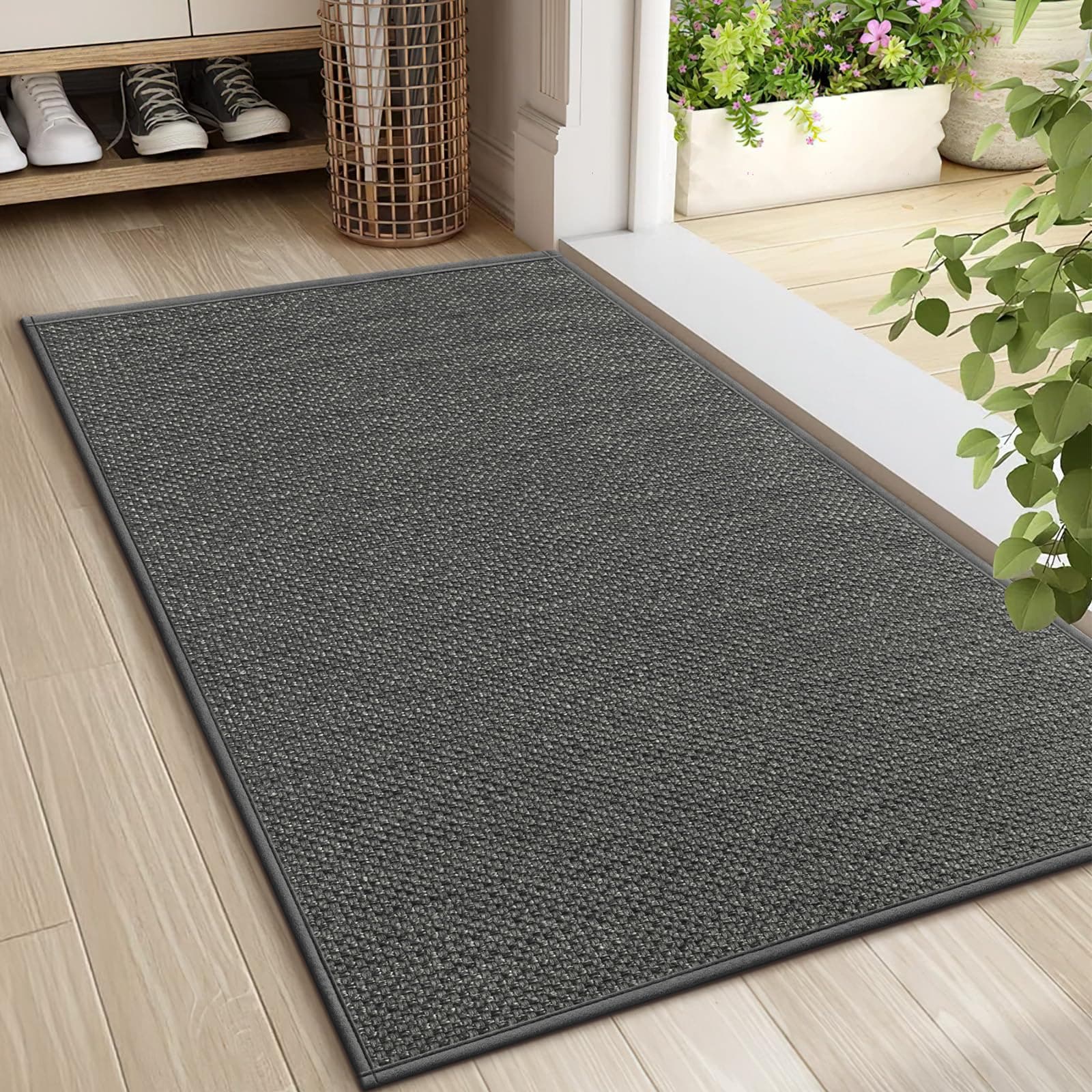 LEKEEPGO Felpudo Entrada Casa 60 x 90 cm, Alfombra Entrada Antideslizante, Felpudo de Entrada Absorbentes Lavable, Alfombrilla para Entrada, Pasillo, Cocina, Gris