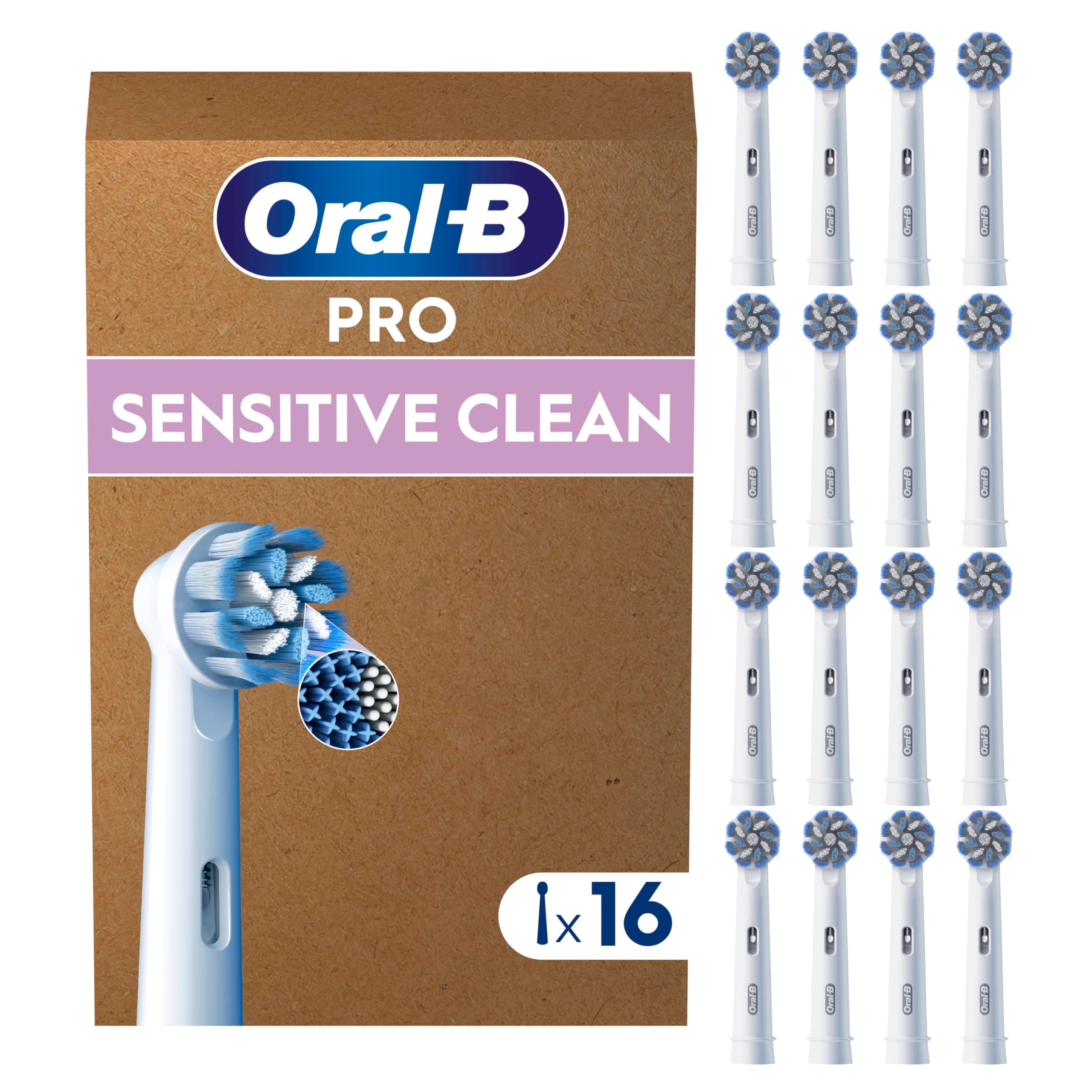 Oral-B Testina Di Ricambio PRO Sensitive Clean Bianca, Confezione Adatta Alla Buca Delle Lettere Da 16 Testine