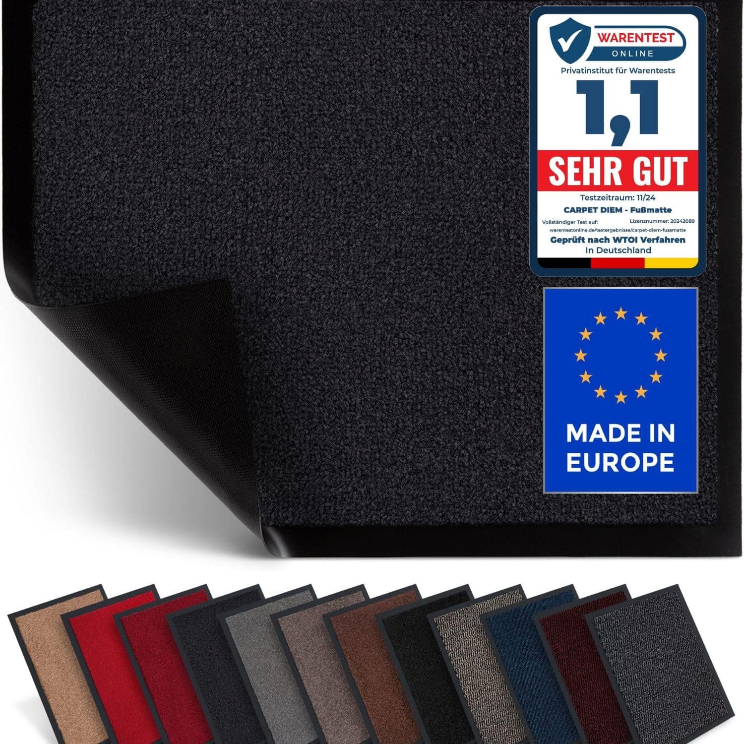 Carpet Diem Felpudo Antideslizante 120 x 180 cm - Trampa de Tierra Felpudo Exterior e Interior para una Entrada Limpia - Fácil de Cuidar - Antracita