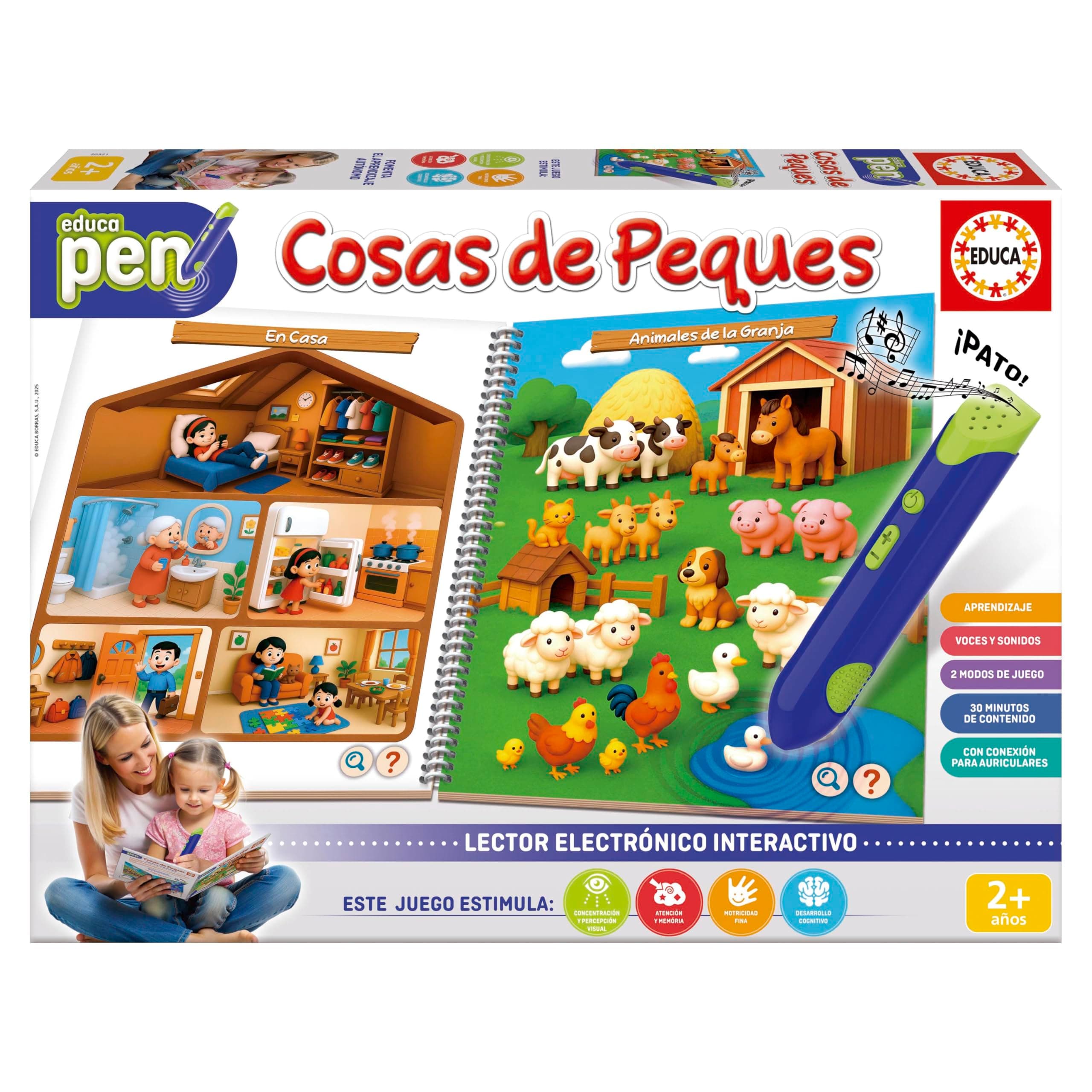 Educa - EducaPen Cosas de Peques | Juego Educativo Interactivo con Lápiz Óptico y Cuaderno de Actividades | Aprende Colores, Formas y Vocabulario | Niños 2 3 4 años (20321)