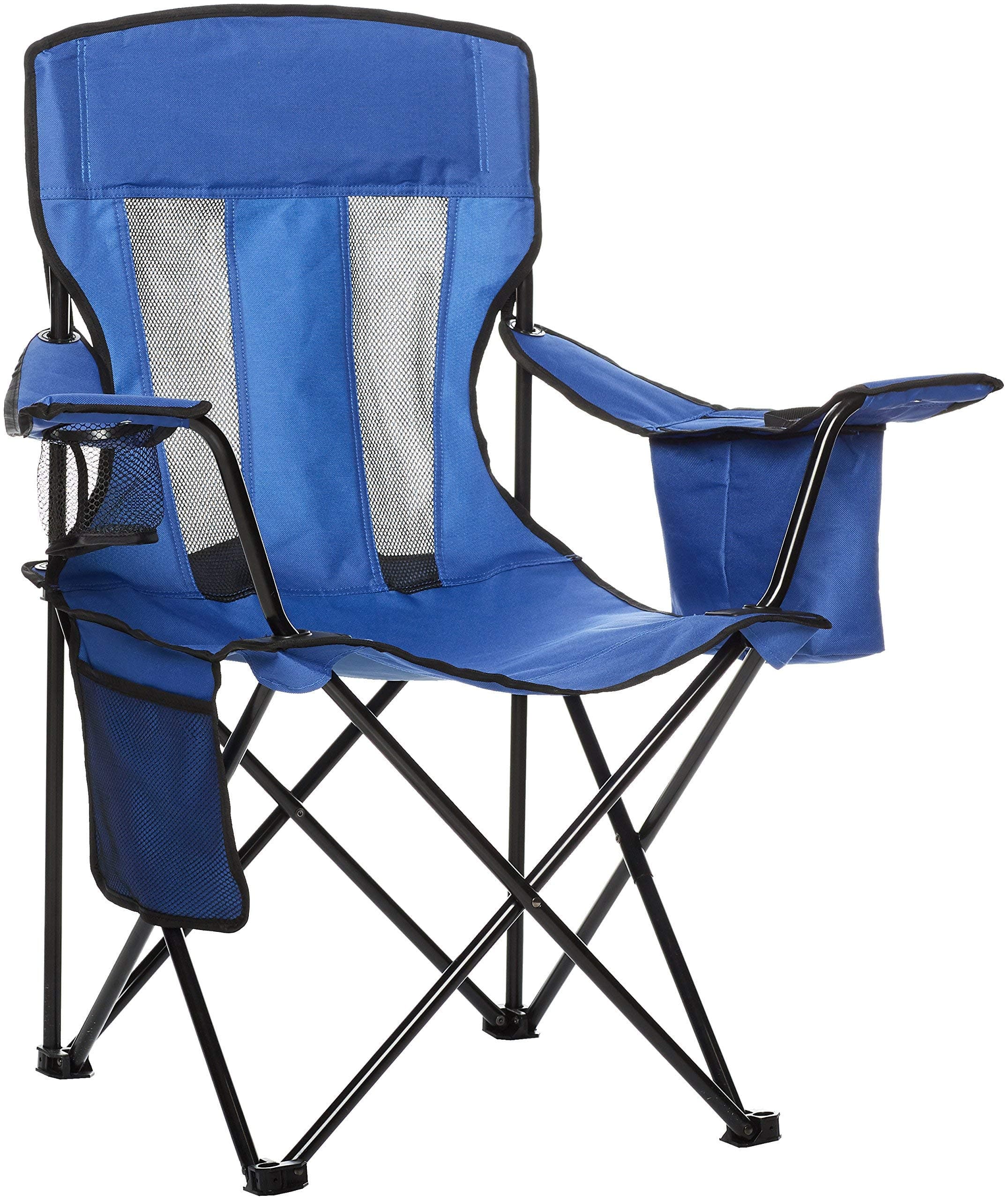 Amazon Basics Sedia da campeggio con tasca termica, Normale, Blu (Rete)