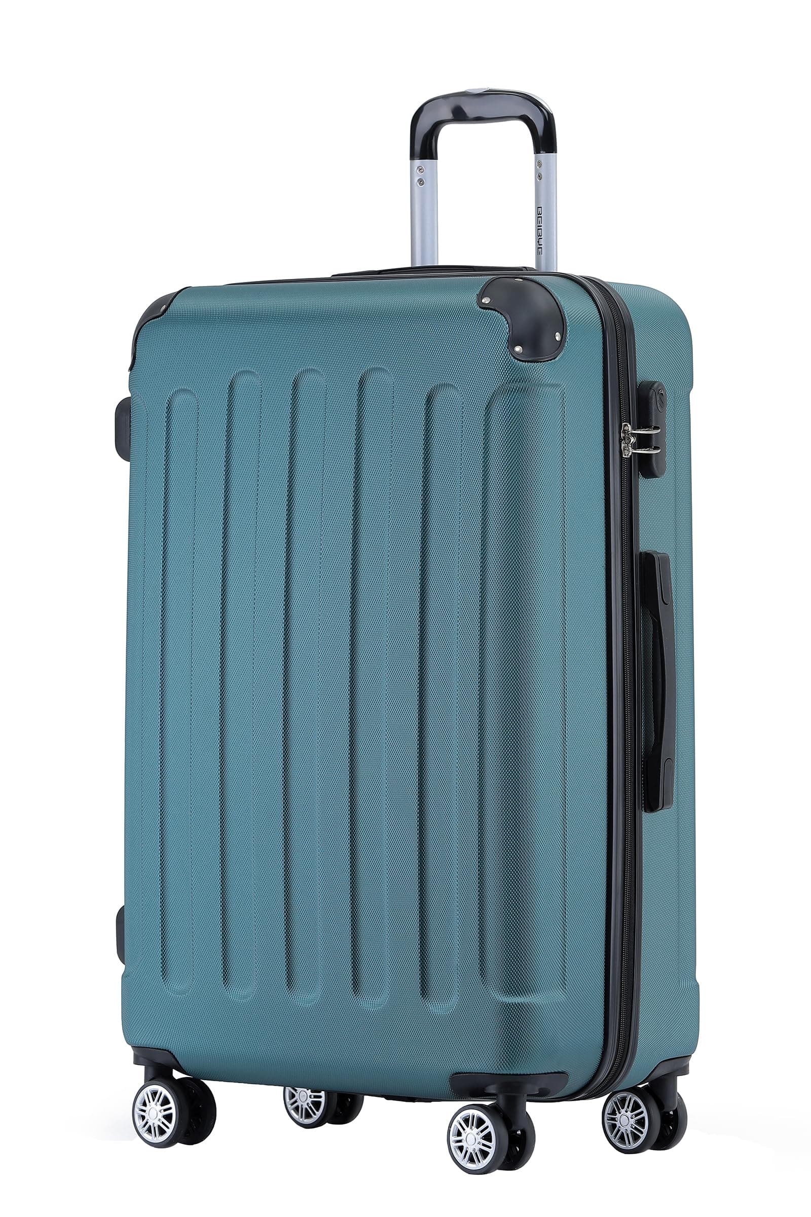BEIBYE Hartschalenkoffer XL 76 cm – großer Reisekoffer für Familienreisen, leicht, robust, ABS, 360° Doppelrollen, Zahlenschloss, Dunkelgrün