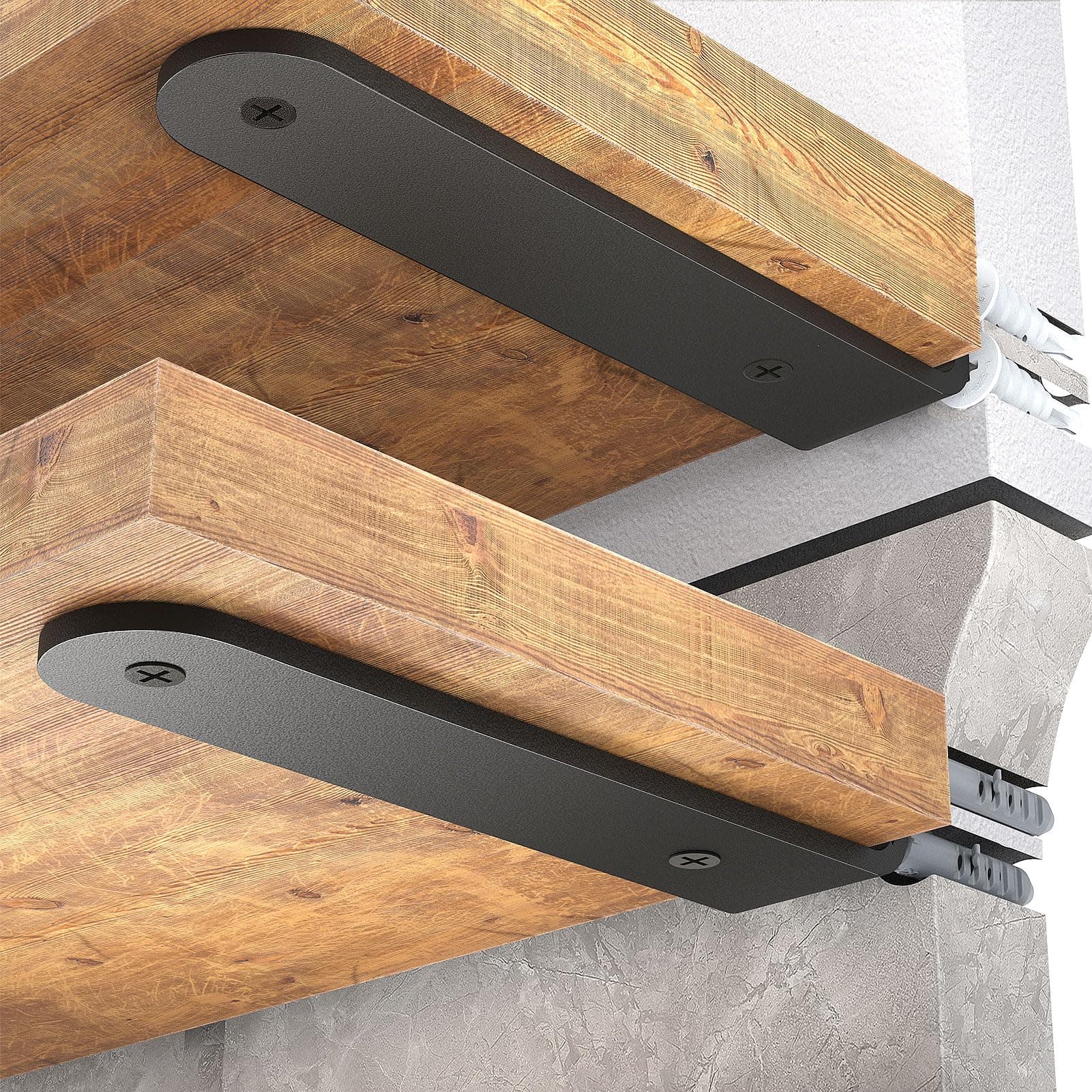 WELDUN Paquete de 6 soportes flotantes para estantes de 20 cm, soportes en L de metal resistente para colgar en la pared, color negro