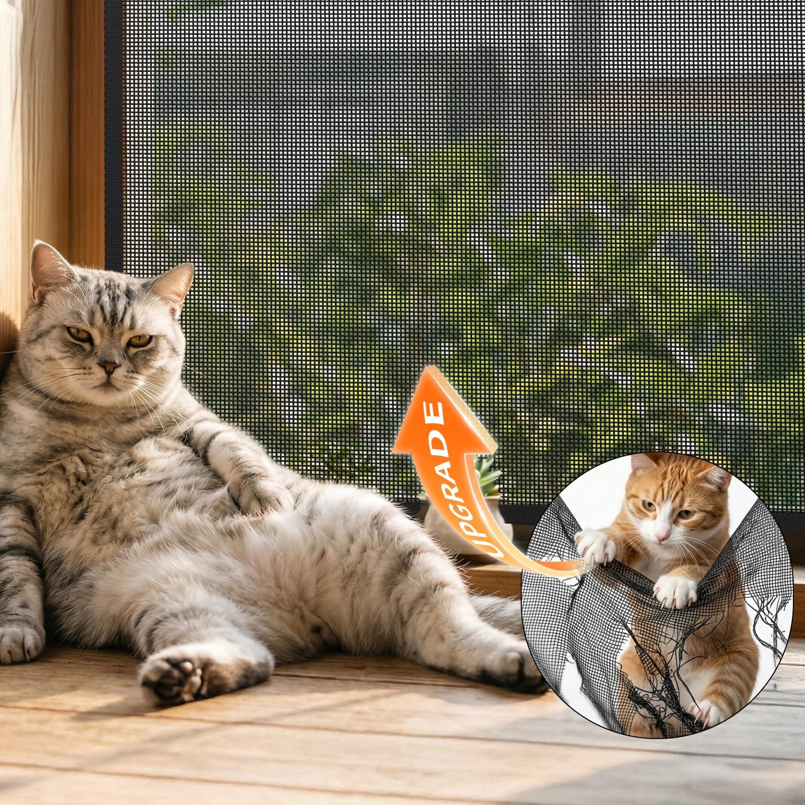 BKSAI Moustiquaire Chat Fenêtre Renforcé Résistant à Griffe Chats, Filet Chat Fenetre Sécurité avec Bande Auto-Adhésive Sans Perçage pour Protection Animaux Domestiques, Anti-Moustique 100*130cm Noir