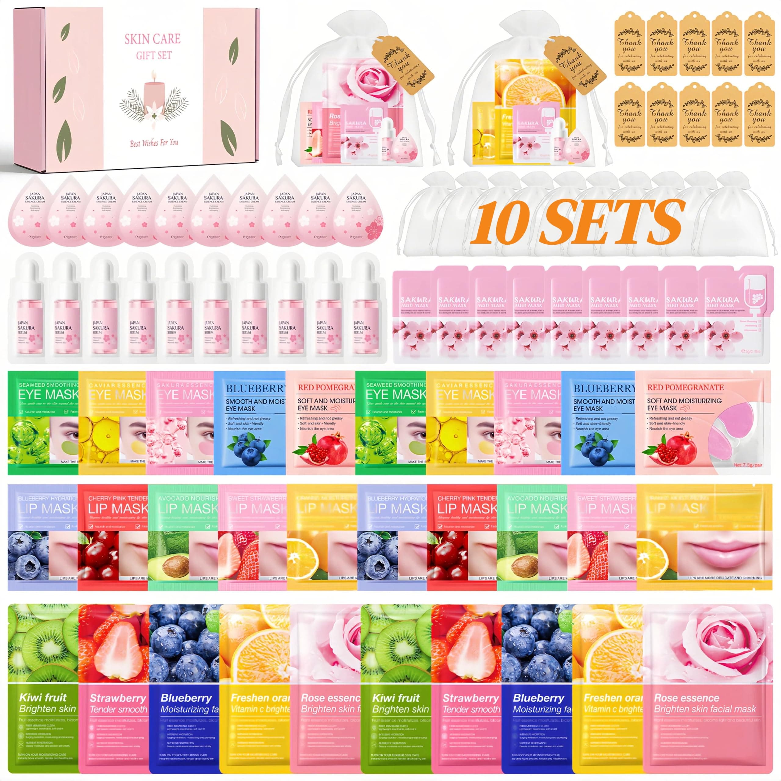set regalo mujer 80 Piezas, Set de cuidado de la piel, pack regalo belleza | skincare set with mascarillas facial,patch occhi,maschere labbra,regali rituals cumpleaños Natale Boda calendari dell'Avvento