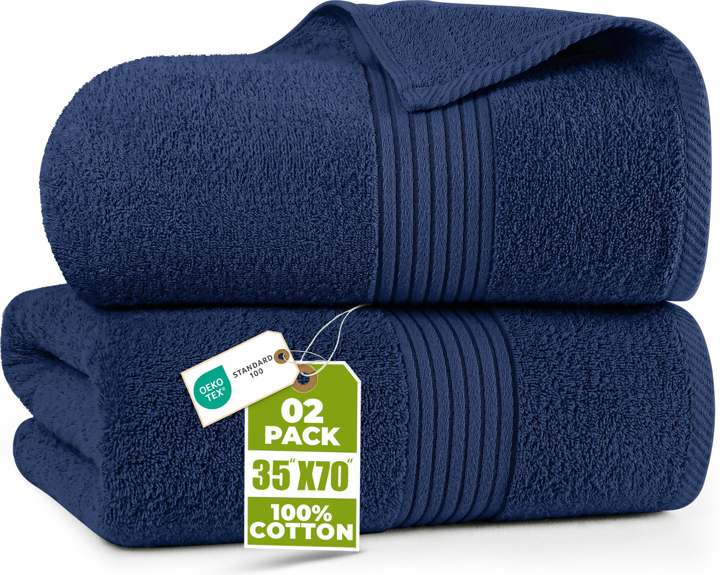 Utopia Towels - Paquet de 2, Draps de Bain Luxueux Jumbo - Serviettes de Bain Extra Large 100% Coton, très absorbante et à séchage Rapide - (90 x 180 CM, Bleu Marine)