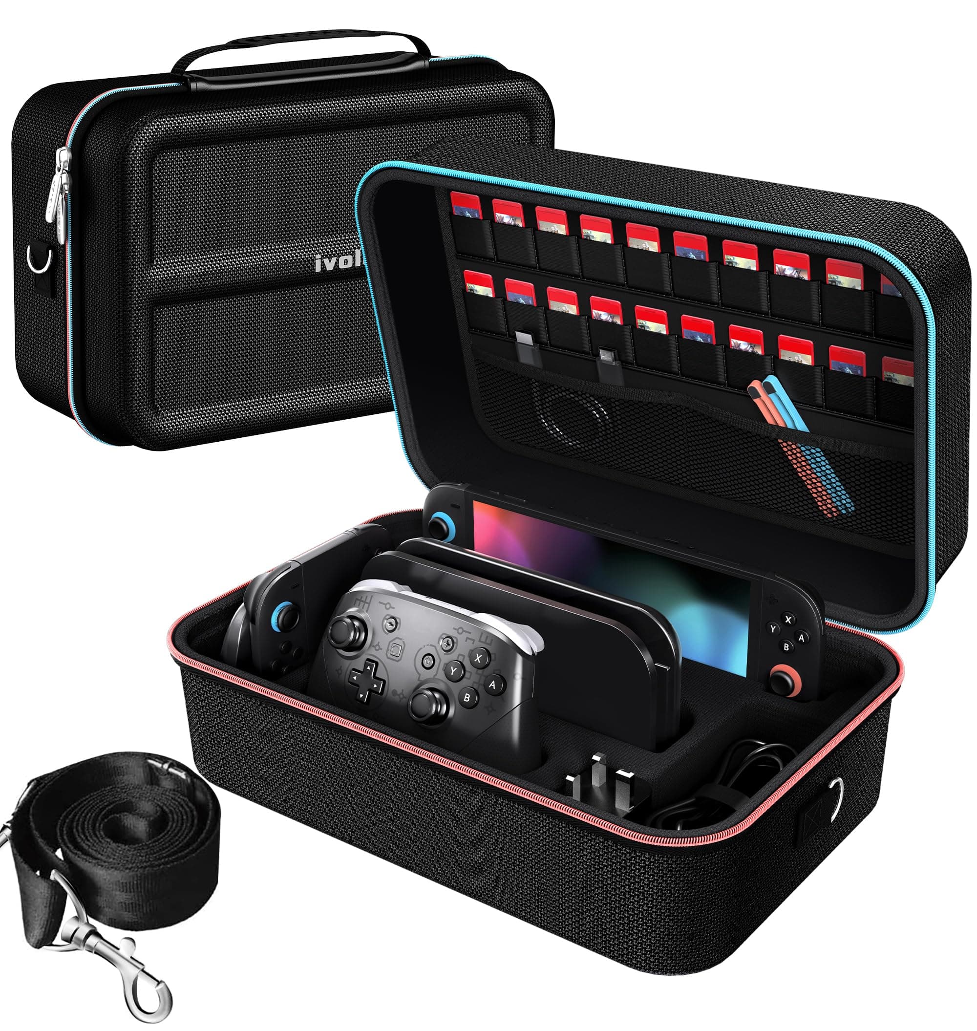 ivoler Funda para Nintendo Switch 2, Funda Protectora Dura de Lujo para Interruptor portátil, Funda Protectora para la Consola Nintendo Switch 2, y Otros Accesorios Contiene 20 Cartuchos de Juego