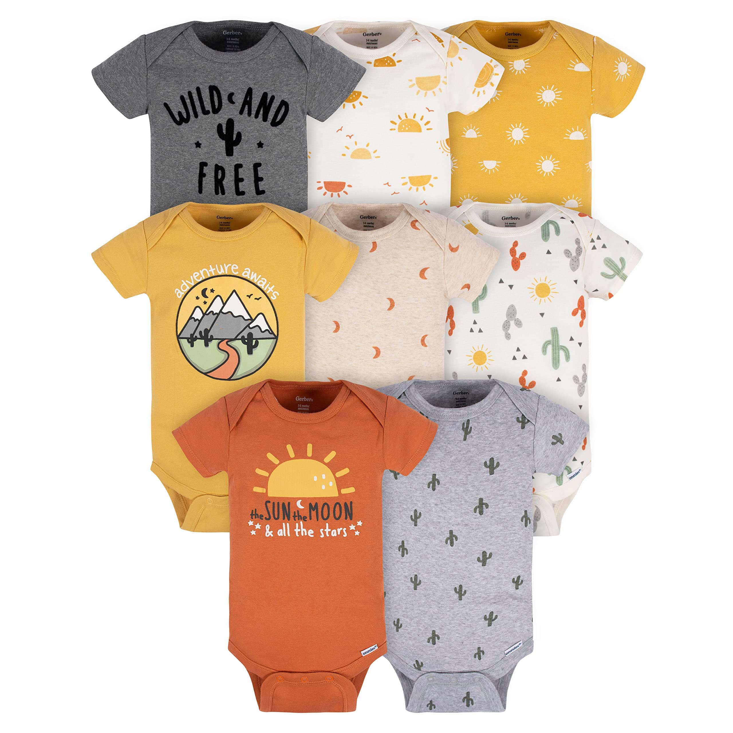 Gerber 8-pack Short Sleeve Onesies Bodysuits Juego de camiseta para bebés Unisex bebé (Pack de 8)