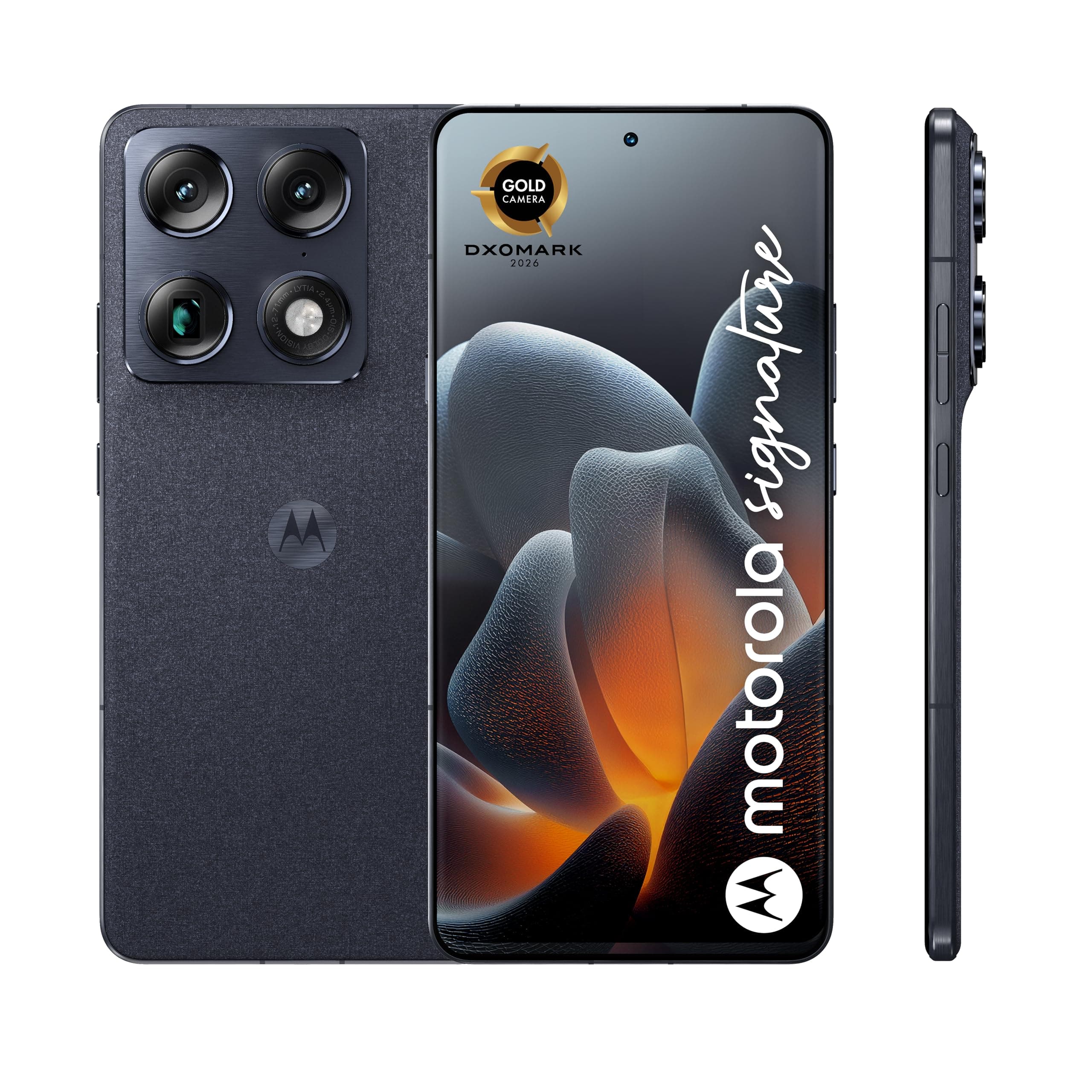 Motorola Signature 16 512 5G, Carbon (Bleu Carbone) | Quadruple capteur 50MP, écran 6,8" Amoled, Snapdragon 8 Gen 5, 5200 mAH