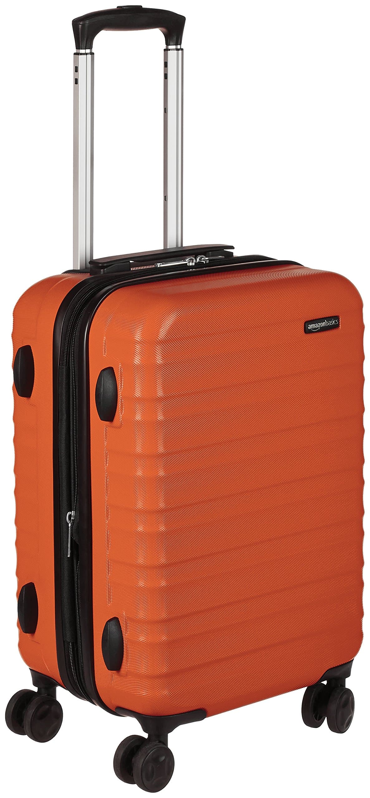 Amazon Basics Maleta Rígida Pequeña - Equipaje de Mano Extensible ABS con 4 Ruedas Dobles Giratorias - Resistente a Arañazos y Ligera - 55 x 37,5 x 25,5cm - Naranja Quemado