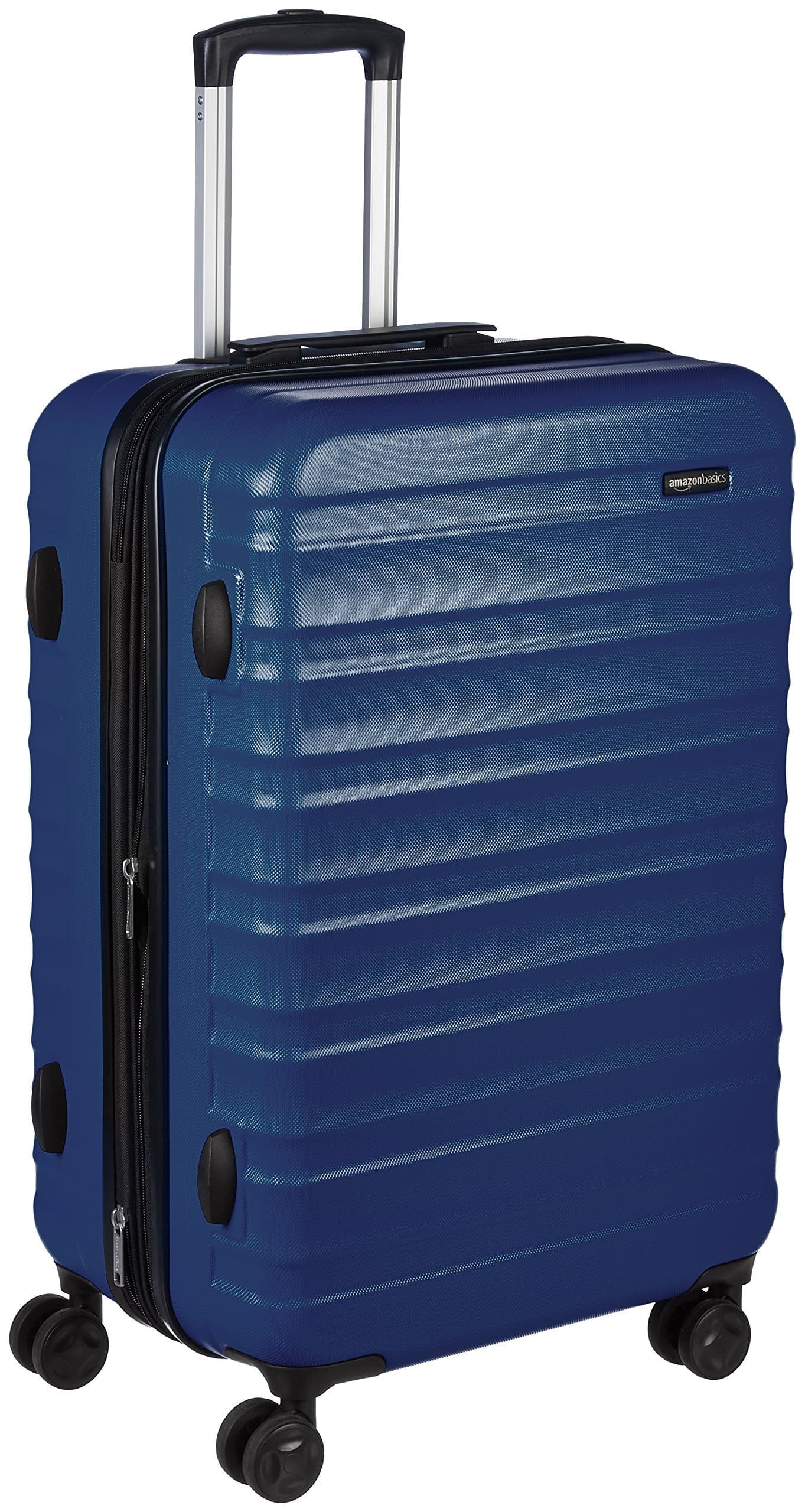 Amazon Basics Valigia Rigida Media - Bagaglio Espandibile ABS con 4 Ruote Doppie Girevoli - Resistente ai Graffi e Leggera - 68 x 45,1 x 28,6cm - Blu Navy