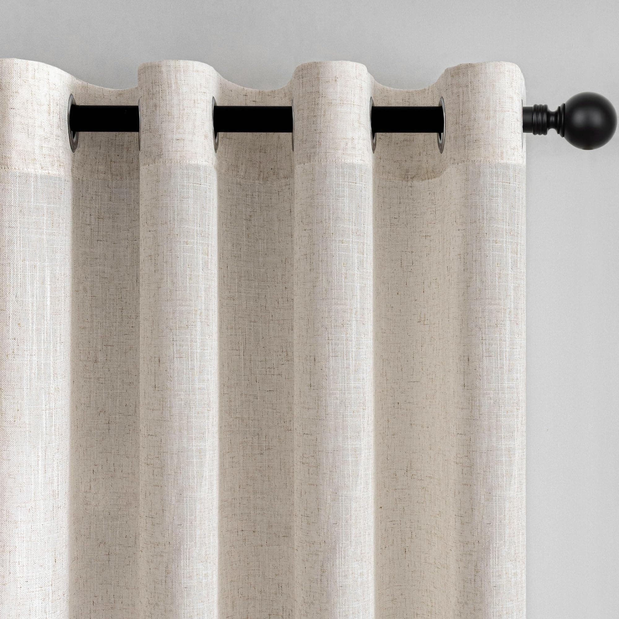 Rideau Voilage 140x240cm Naturel Lin Beige Rideaux Chambre Adult Salon Moderne Translucides et Draperies Intérieurs à Oeillets Décorati Dressing Cuisine Porte Boheme 2pcs