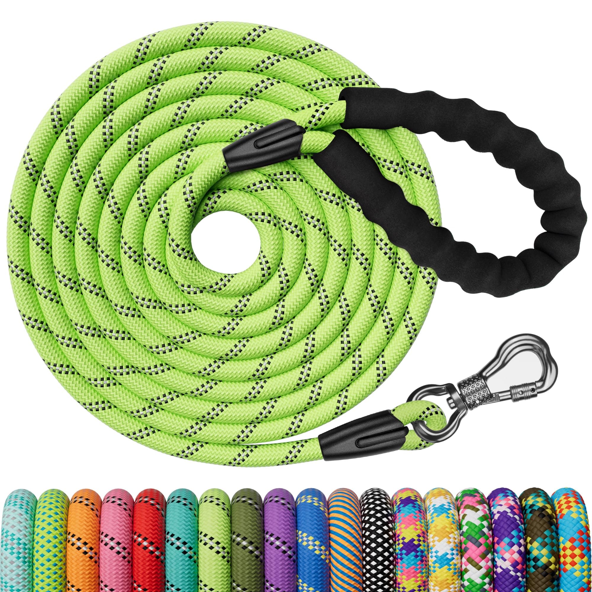 X XBEN Longe pour Chien 30M, Laisse de Dressage pour Chien, Laisse pour Chien avec Poignée Confort et Mousqueton Verrouillable, Longe Robuste pour Petits, Moyens et Grands Chiens, Vert