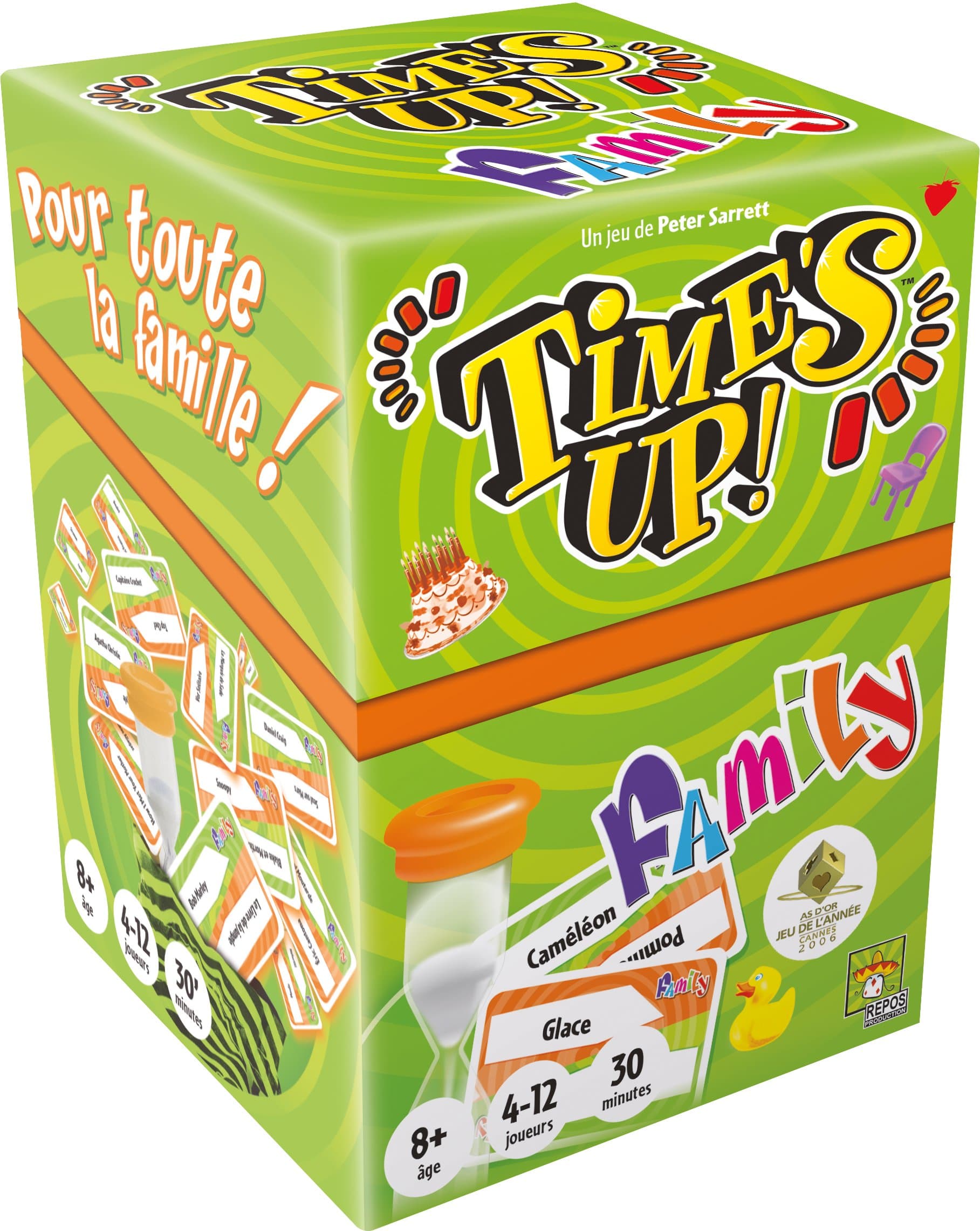 Asmodee - Time's UP! Family - Version Verte - Jeu de Société Enfants | Jeu de Rapidité & d'Ambiance en Equipe dès 8 Ans - Cartes à Deviner - 4 à 12 Joueurs - 30 Min - En Français- Repos Production