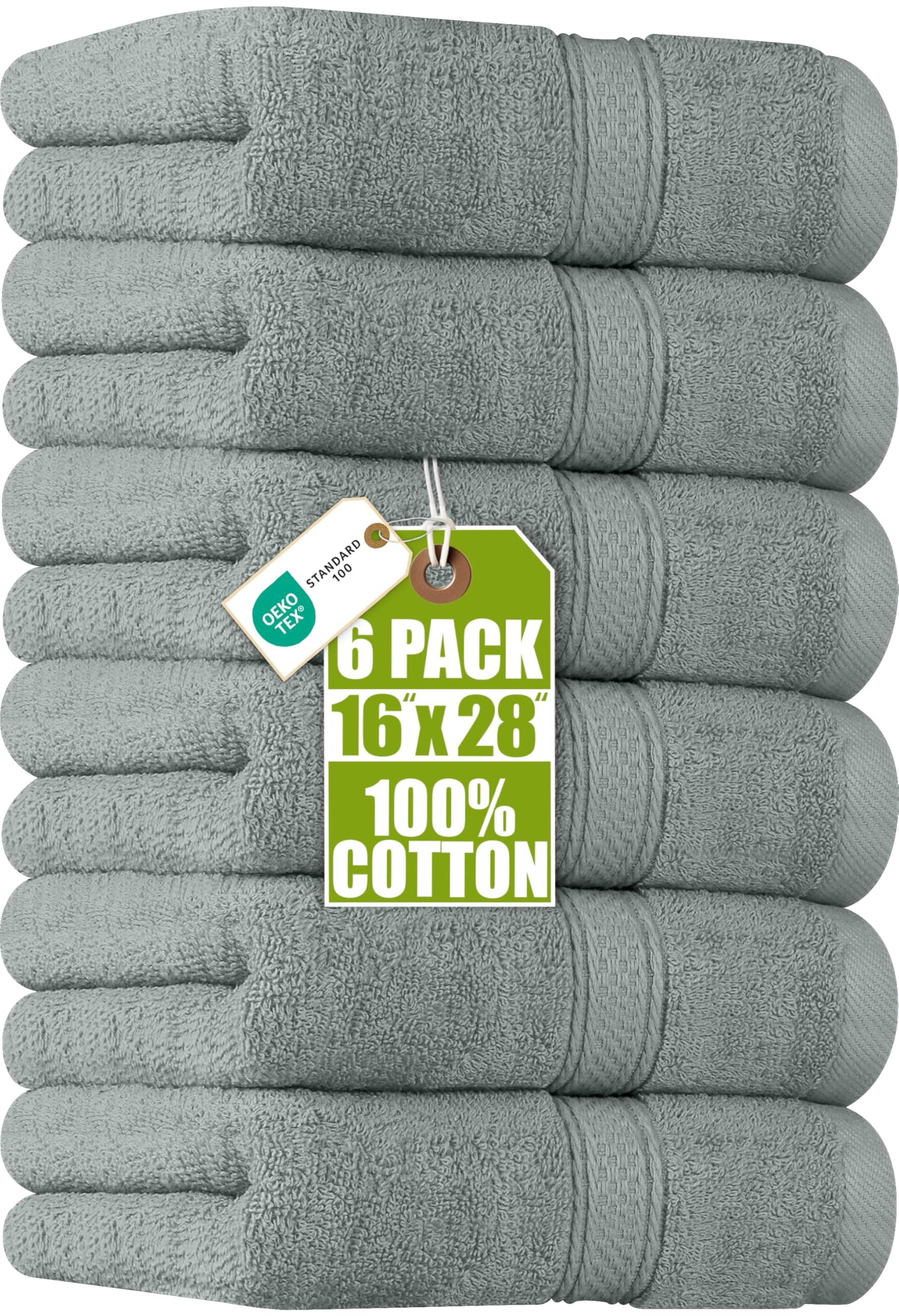 Utopia Towels - Toallas de Mano Grandes de algodón multipropósito para baño, Manos, Cara, Gimnasio y SPA - Dimensiones 41 cm x 71 cm - Paquete de 6 (Gris frío)