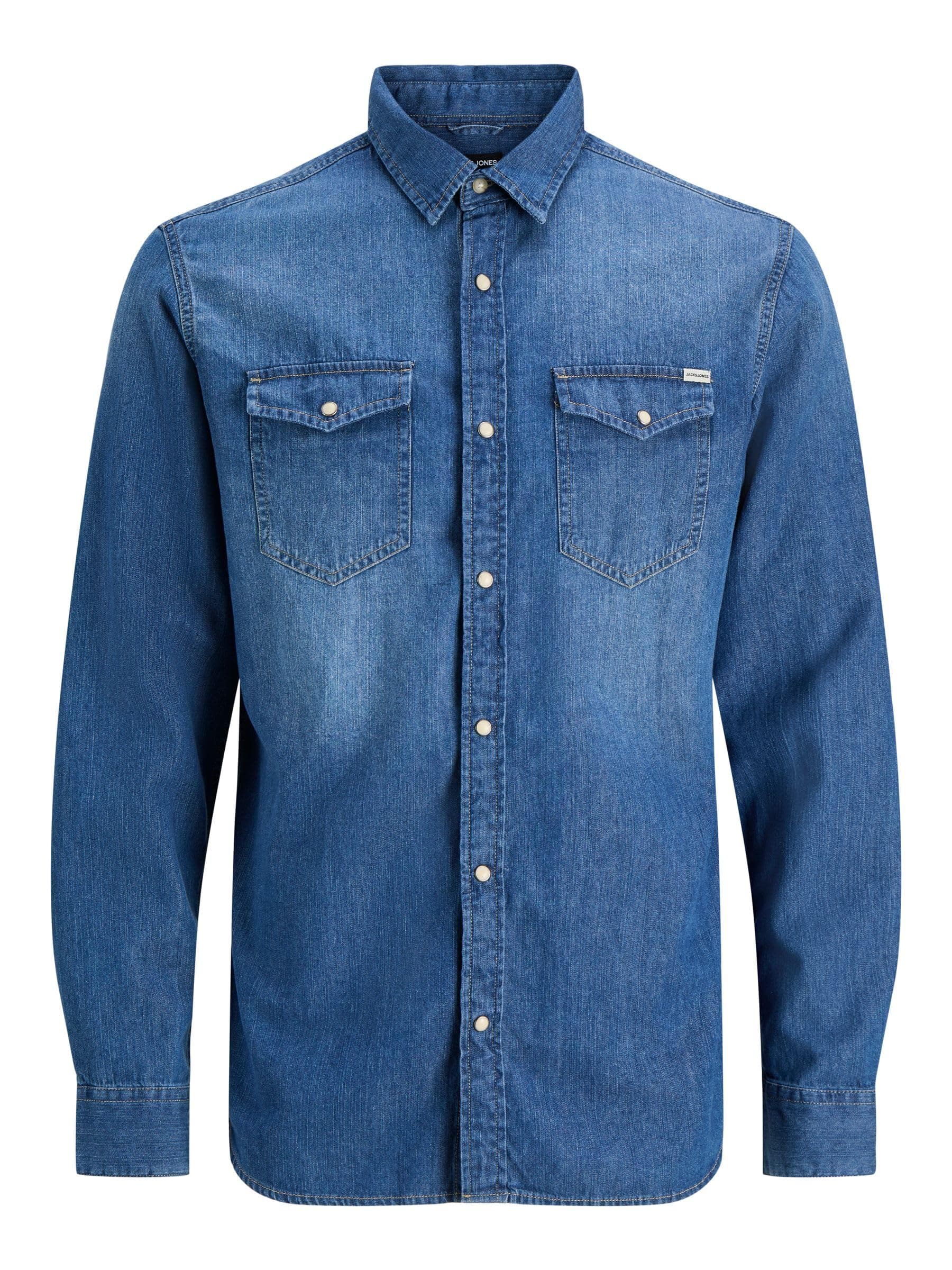 JACK & JONES Jjesheridan Shirt L/S Camisa Vaquera Hombre (Pack de 1)