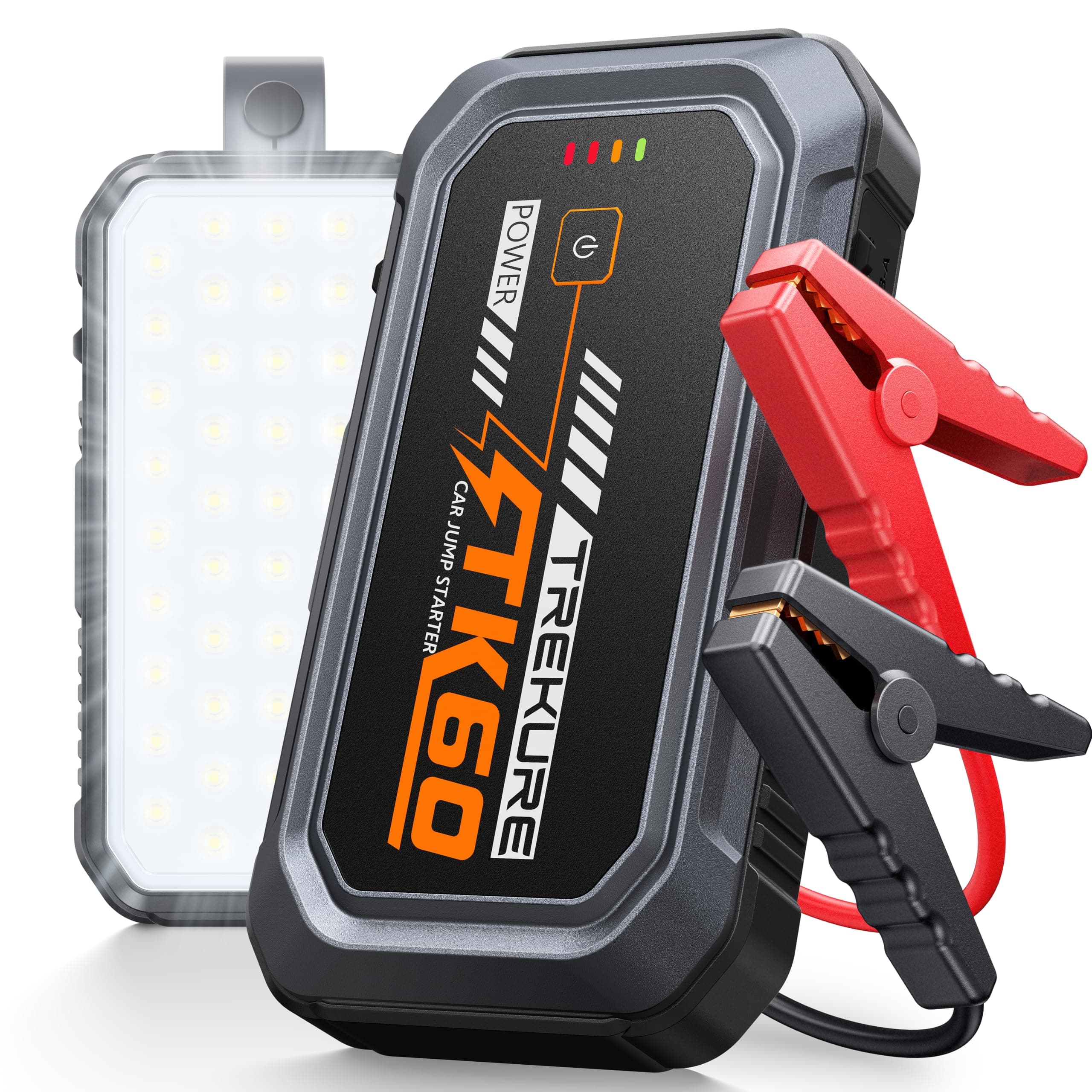 TREKURE Booster Batterie Voiture 8000A avec 2000 Lumens LED Base Magnétique | Démarreur pour Essence 9,0L Diesel 6,5L, Booster moto avec Lampe Torche à 4 Modes, Étendu Câble, Poignée Portable