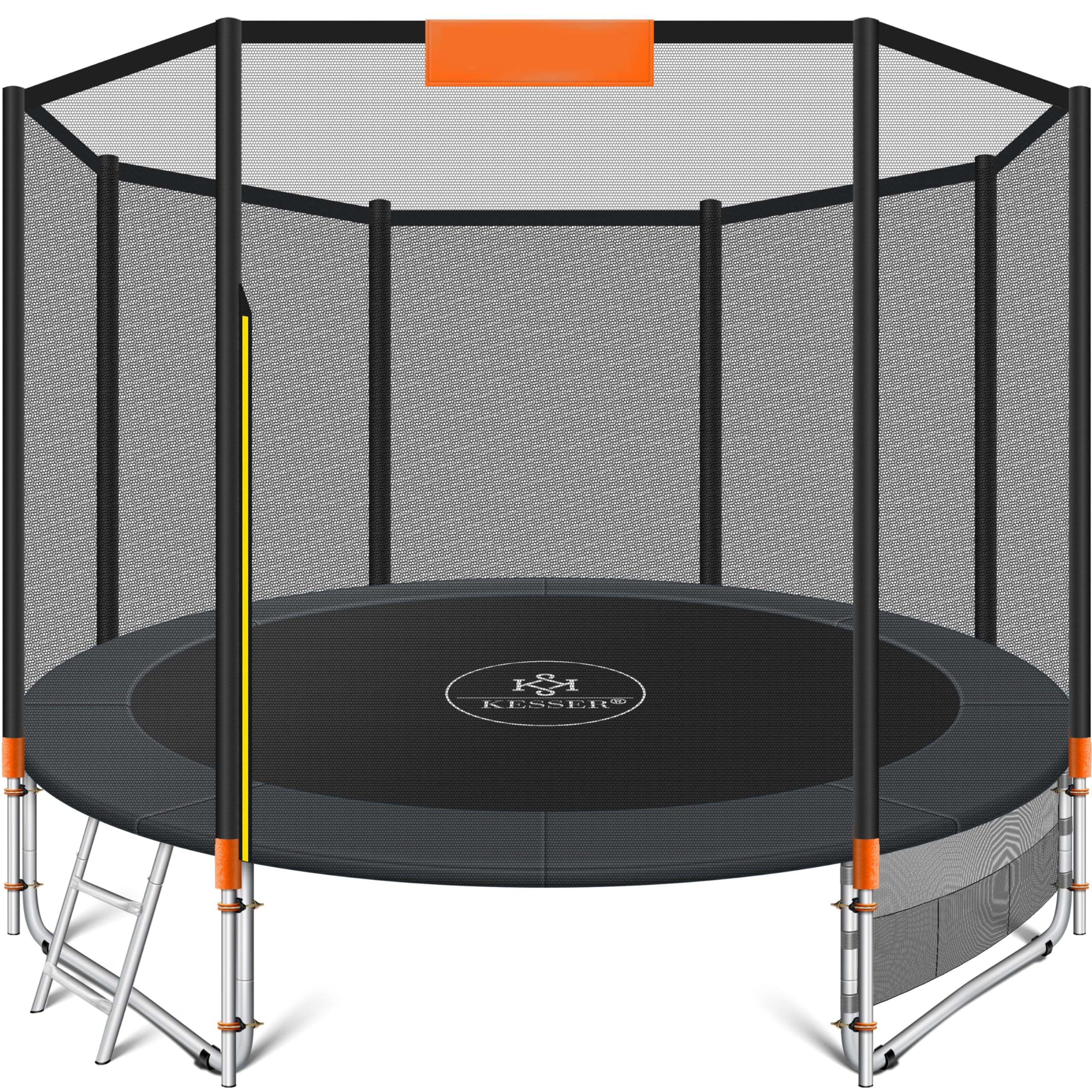 KESSER® Trampolin Outdoor Ø244/305/366/427cm Gartentrampolin Kinder Trampolin Komplettset + Sicherheitsnetz, Leiter & Familien Trampolin für Garten + Seitentasche & Montageset, belastbar bis 150kg